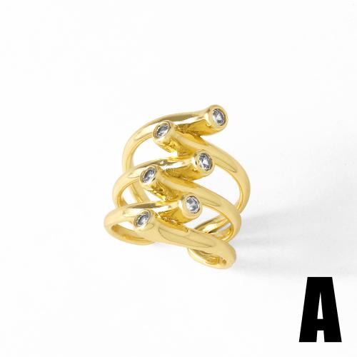 Cúbicos Circonia Micro Pave anillo de latón, metal, chapado en color dorado, Joyería & diferentes patrones para la opción & micro arcilla de zirconia cúbica, dorado, libre de níquel, plomo & cadmio, Vendido por UD