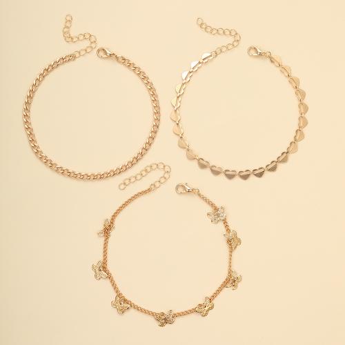 Zinc Alloy Anklet plated 3 pieces & fashion jewelry & Unisex golden Sold By Set