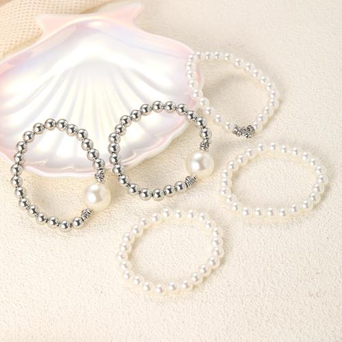 Zinc Alloy Bracelet Plastic Pearl with Zinc Alloy plated 5 pieces & fashion jewelry & for woman Sold By Set