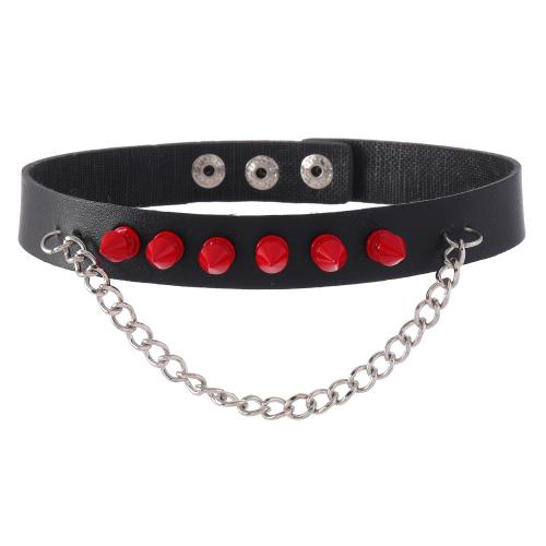 PU Leather Cord Bracelets with iron chain & Iron & Zinc Alloy Double Layer & fashion jewelry & for woman black Sold By PC