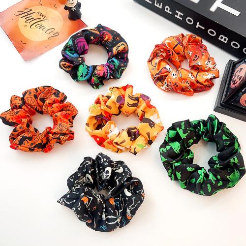 Hair Scrunchies Cloth with Rubber Band handmade Halloween Design & for woman Sold By PC