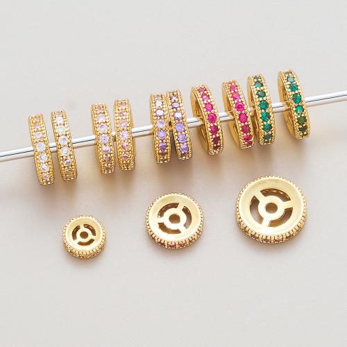 Brass Spacer Beads 18K gold plated DIY & micro pave cubic zirconia Sold By Bag