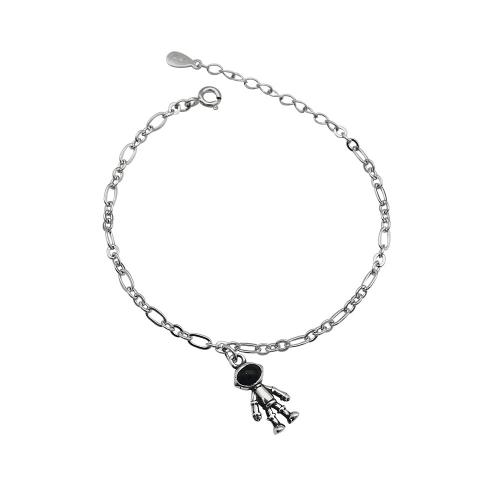 925 Sterling Silver Bangle Bracelet with 3CM extender chain Astronaut for woman & epoxy gel silver color Length Approx 15 cm Sold By PC