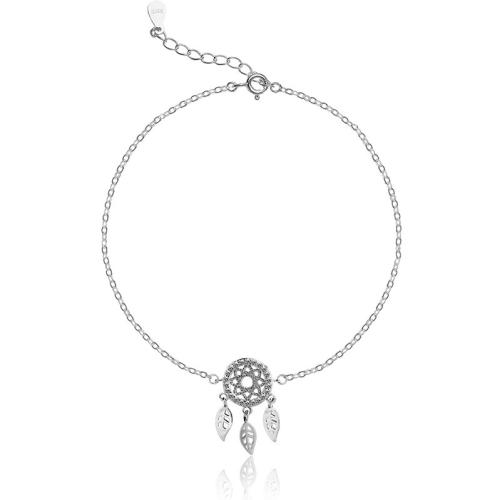 Bracelet en argent sterling à la mode, argent sterling 925, avec 3CM chaînes de rallonge, pavé de micro zircon & pour femme, argent, Longueur Environ 19 cm, Vendu par PC