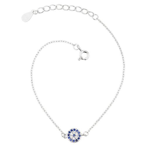 Bracelet en argent sterling à la mode, argent sterling 925, avec 3CM chaînes de rallonge, pavé de micro zircon & pour femme, argent, Longueur Environ 20 cm, Vendu par PC