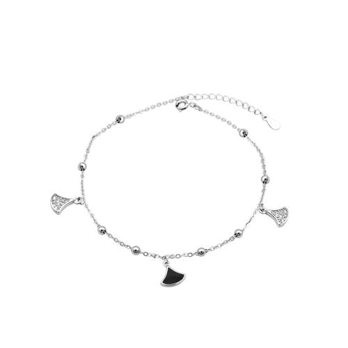 Fashion Sterling Sølv Anklet, 925 Sterling Sølv, med 3CM extender kæde, Micro Pave cubic zirconia & for kvinde & epoxy sticker, sølv, Længde Ca. 20.5 cm, Solgt af PC