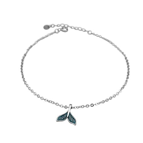 Mode Sterling zilveren Anklet, 925 Sterling Zilver, met 3CM extender keten, voor vrouw & glazuur, zilver, Lengte Ca 20 cm, Verkocht door PC