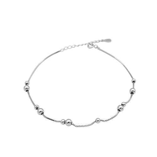 Faisean Sterling Silver Anklet, 925 Sterling Silver, le 3CM slabhra extender, do bhean, airgid, Fad Thart 19 cm, Díolta De réir PC