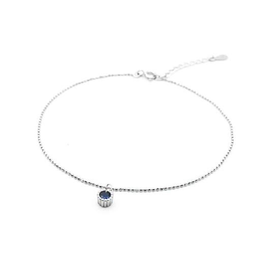 Mode Sterling zilveren Anklet, 925 Sterling Zilver, met 3CM extender keten, micro pave zirconia & voor vrouw, zilver, Lengte Ca 20 cm, Verkocht door PC