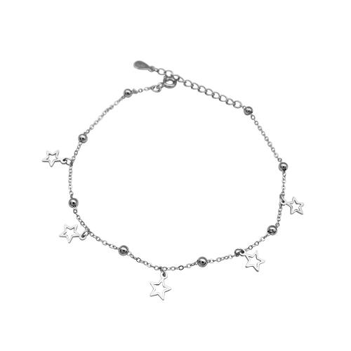 
Mode Sterling Silver Anklet, 925 Sterling Silver, med 3CM extender kedja, Star, för kvinna, silver, Längd Ca 20 cm, Säljs av PC