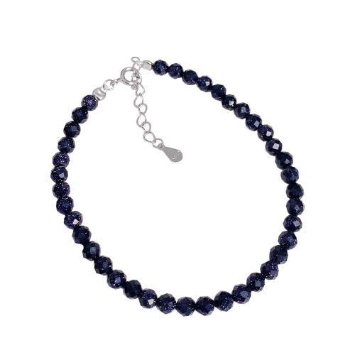 Argento Bracciali, 925 argento sterlina, with Pietra arenaria blu, with 3CM extender chain, stili diversi per la scelta & per la donna, blu scuro, Lunghezza Appross. 16 cm, Venduto da PC