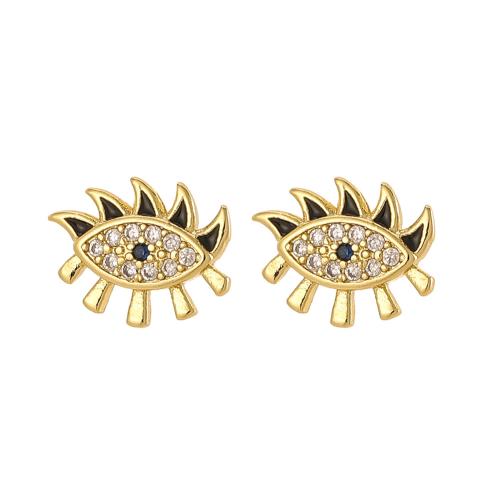 Cubic Zirconia Micro Pave Brass Earring plated micro pave cubic zirconia & for woman & enamel Sold By Pair