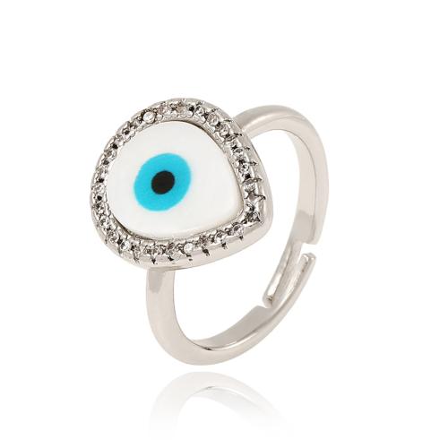 Bijoux Finger Evil Eye Anneau, laiton, Placage, pavé de micro zircon & pour femme & émail, plus de couleurs à choisir, Vendu par PC