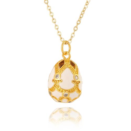 Cubic Zircon Micro Pave Brass Necklace plated micro pave cubic zirconia & for woman & enamel Sold By PC