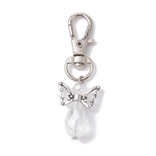 Zinc Alloy Key Clasp with Glass DIY 60mm Sold By Bag