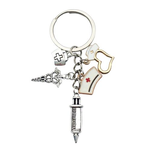 Zinc Alloy Key Clasp portable & multifunctional & enamel silver color Sold By PC