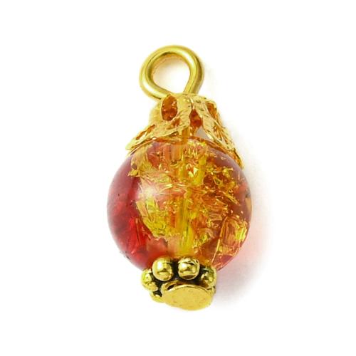 Glass Zinc Alloy Pendant with Glass stoving varnish random style & DIY Approx 1.8mm Approx Sold By Bag