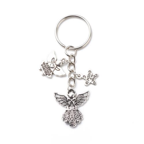 Zinc Alloy Key Clasp plated portable & multifunctional silver color 83mm Sold By Bag