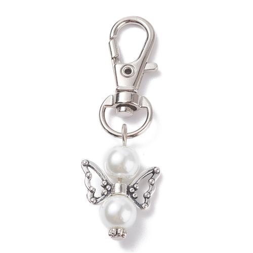 Zinc Alloy Key Clasp with Plastic Pearl DIY Sold By Bag