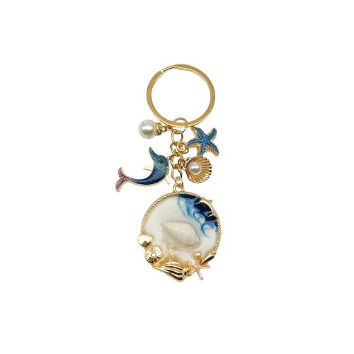 Zinc Alloy Key Clasp with Plastic Pearl portable & multifunctional & enamel golden Sold By PC