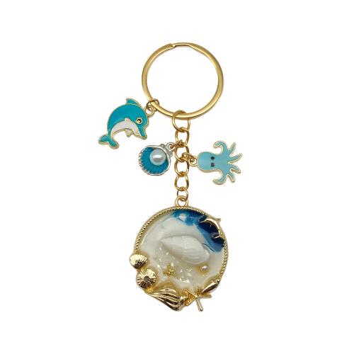 Zinc Alloy Key Clasp with Plastic Pearl portable & multifunctional & enamel golden Sold By PC