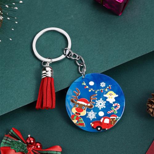 Zinc Alloy Key Clasp with Acrylic portable & Christmas Design & multifunctional Sold By PC