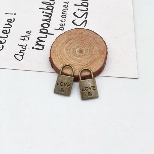 Pendants Sinc Alloy Lock, dath cré-umha antique plátáilte, DIY, 20x10mm, 100ríomhairí pearsanta/Mála, Díolta De réir Mála