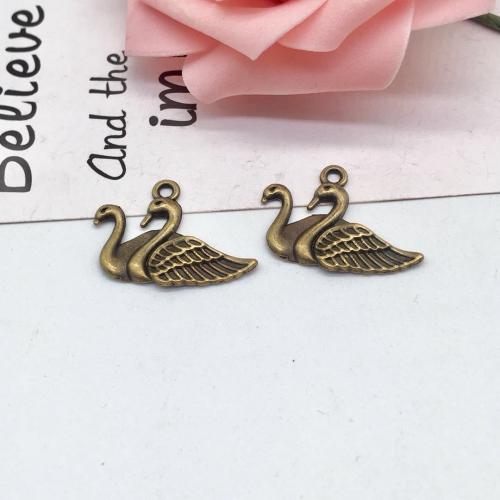 Zinc Alloy Animal Pendants Swan antique bronze color plated DIY Sold By Bag