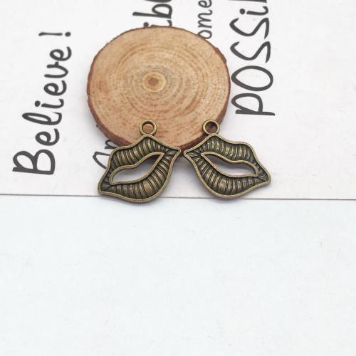 Zinc Alloy Pendants Lip antique bronze color plated DIY Sold By Bag