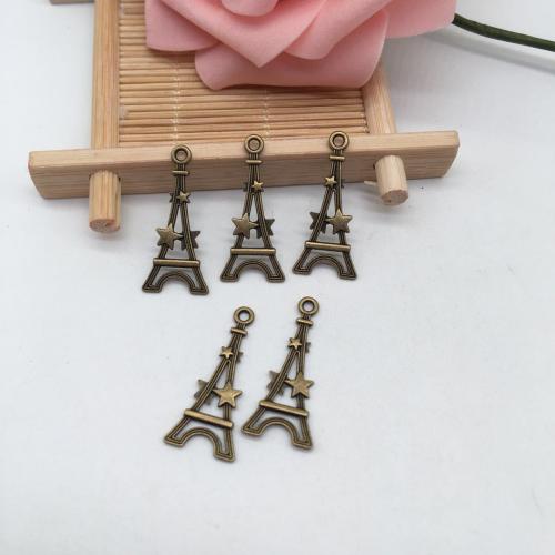 Cink ötvözet Medálok, Tower, antik bronz színű bevonattal, DIY, 29x13mm, 100PC-k/Bag, Által értékesített Bag