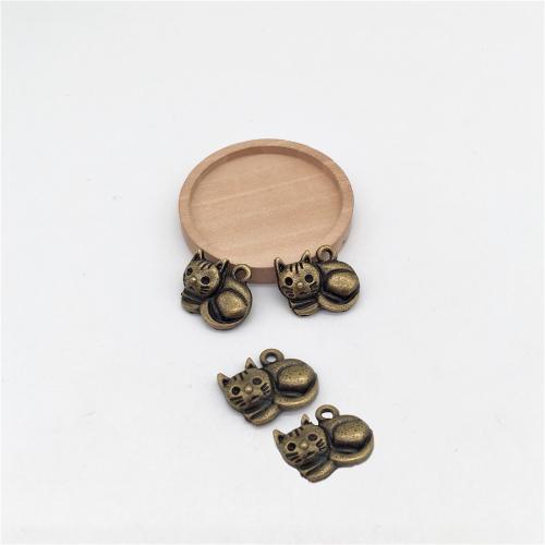 Zinc Alloy Animal Pendants Cat antique bronze color plated DIY Sold By Bag