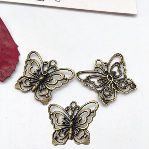 Zinc Alloy Animal Pendler, Butterfly, antik bronze farve forgyldt, du kan DIY, 47x41x5mm, 100pc'er/Bag, Solgt af Bag