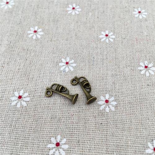 Musical Instrument Shaped Zinc Alloy Pendler, Trompet, antik bronze farve forgyldt, du kan DIY, 20x9mm, 100pc'er/Bag, Solgt af Bag