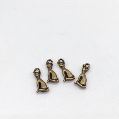 Pingentes animais de liga de zinco, Gato, banho de cor bronze antigo, DIY, 18x7.50mm, 100PCs/Bag, vendido por Bag