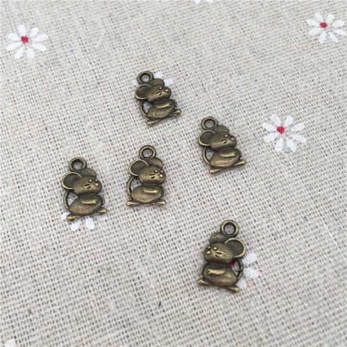 Zinc Alloy Animal Pendants Mouse antique bronze color plated DIY Sold By Bag