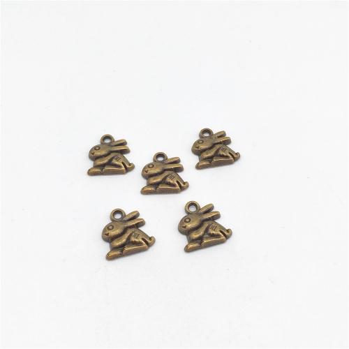 Sinkkiseos Animal riipukset, Kani, antiikki pronssi väri päällystetty, tee-se-itse, 13x14x3mm, 100PC/laukku, Myymät laukku