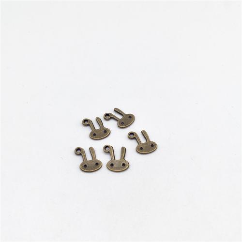 Sinc Alloy Pendants Ainmhithe, Coinín, dath cré-umha antique plátáilte, DIY, 12x9x2mm, 100ríomhairí pearsanta/Mála, Díolta De réir Mála