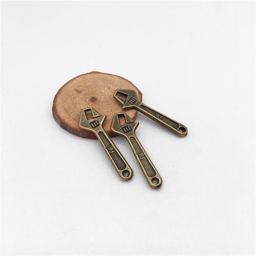 Zinc Alloy Tool Pendler, Wrench, antik bronze farve forgyldt, du kan DIY, 40x13mm, 100pc'er/Bag, Solgt af Bag