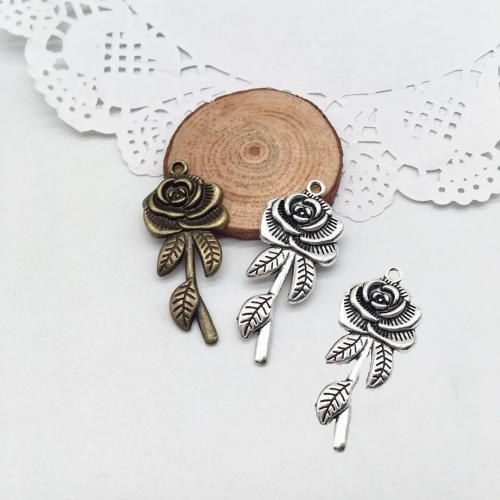 Zinklegierung Blume Anhänger, Rose, plattiert, DIY, keine, 43x20x2.50mm, 100PCs/Tasche, verkauft von Tasche