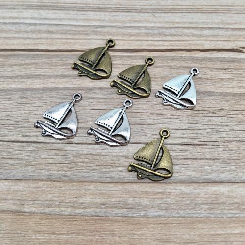 Køretøj Shaped Zinc Alloy Pendler, Skib, forgyldt, du kan DIY, flere farver til valg, 23x17mm, 100pc'er/Bag, Solgt af Bag