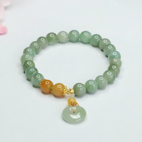 jade bracelet, avec alliage de zinc, style folk & pour femme, beads length 7mm, Longueur Environ 6-8 pouce, Vendu par PC