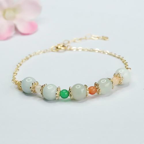 翡翠 ブレスレット, とともに 亜鉛合金, 民俗様式 & 女性用, グレードA, beads length 7-8mm, 長さ 約 6-8 インチ, 売り手 パソコン