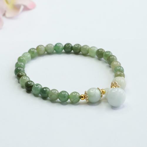 jade bracelet, avec alliage de zinc, calebasse, style folk & pour femme, grade A, beads length 6mm, Longueur Environ 6-8 pouce, Vendu par PC