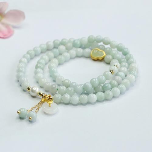 jade bracelet, calebasse, fait à la main, multicouche & style folk & pour femme, grade A, beads length 6mm, Longueur Environ 18-24 pouce, Vendu par PC