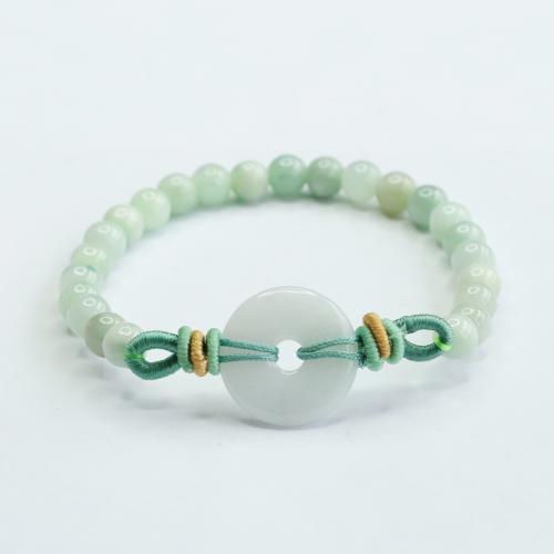 jade bracelet, avec cordon de polyester, style folk & unisexe, grade A, beads length 6mm, Longueur Environ 6-8 pouce, Vendu par PC