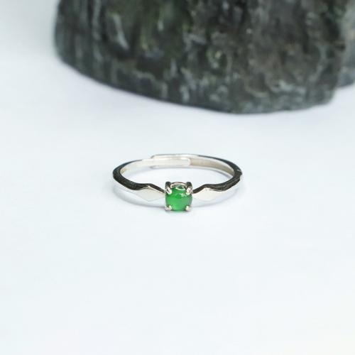 Jadite Mandzsetta Finger Ring, -val 925 ezüst, népi stílus & a nő, Méret:6-8, Által értékesített PC