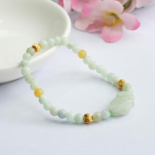 Jadeite Bracelet with Zinc Alloy Mythical Wild Animal handmade folk style & for woman beads length 5mm Length Approx 6-8 Inch Sold By PC