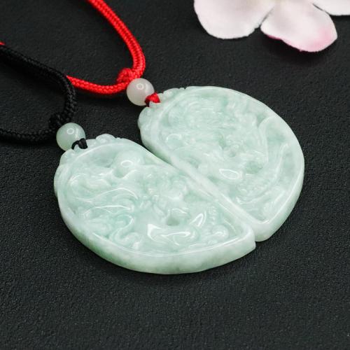 Gemstone Pendants Jewelry Jadeite Carved folk style & DIY & for couple Sold By Pair