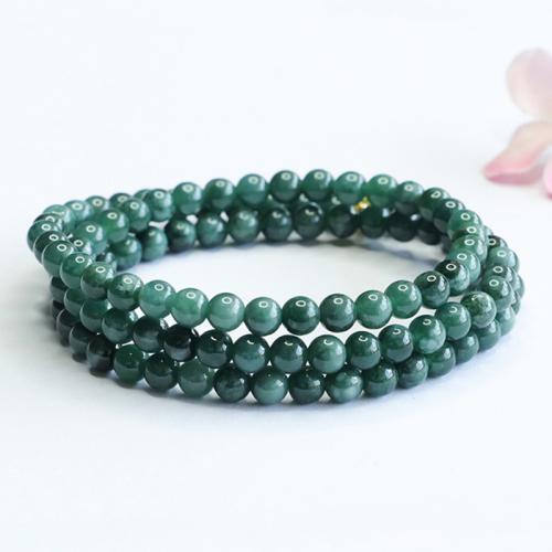 jade collier, Rond, style folk & unisexe, grade A, beads length 5.5mm, Longueur Environ 20 pouce, Vendu par PC