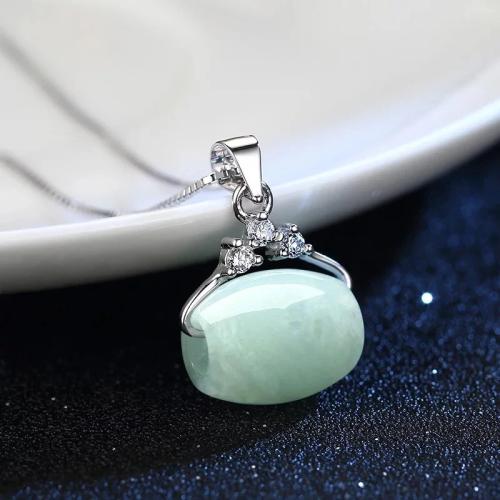 Gemstone Pendants Jewelry Jadeite with Zinc Alloy folk style & DIY & micro pave cubic zirconia Sold By PC